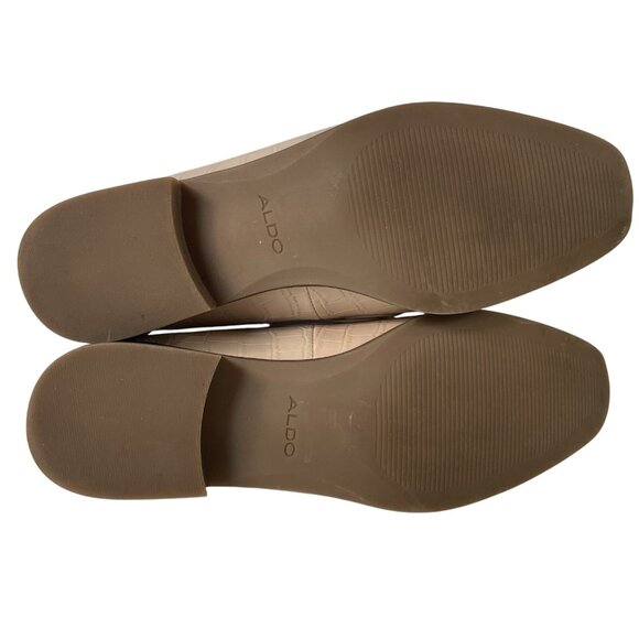 Aldo Penny Loafers Womens 6.5 Tan Nude Crocodile Slip On Shoes Old Money Preppy - Picture 11 of 11